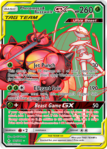 Pokémonkaart 191/214 - Pheromosa & Buzzwole-GX - Unbroken Bonds - [Rare Ultra]