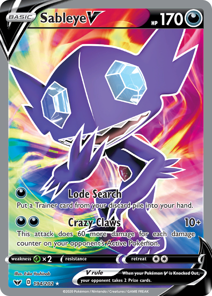 Pokémonkaart 194/202 - Sableye V - Sword & Shield - [Rare Ultra]