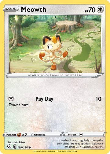 Pokémonkaart 199/264 - Meowth - Fusion Strike - [Common]
