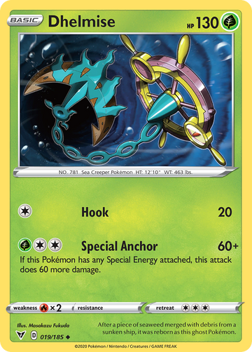 Pokémonkaart 019/185 - Dhelmise - Vivid Voltage - [Uncommon]