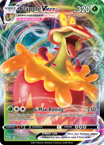 Pokémonkaart 019/163 - Flapple VMAX - Battle Styles - [Rare Holo VMAX]