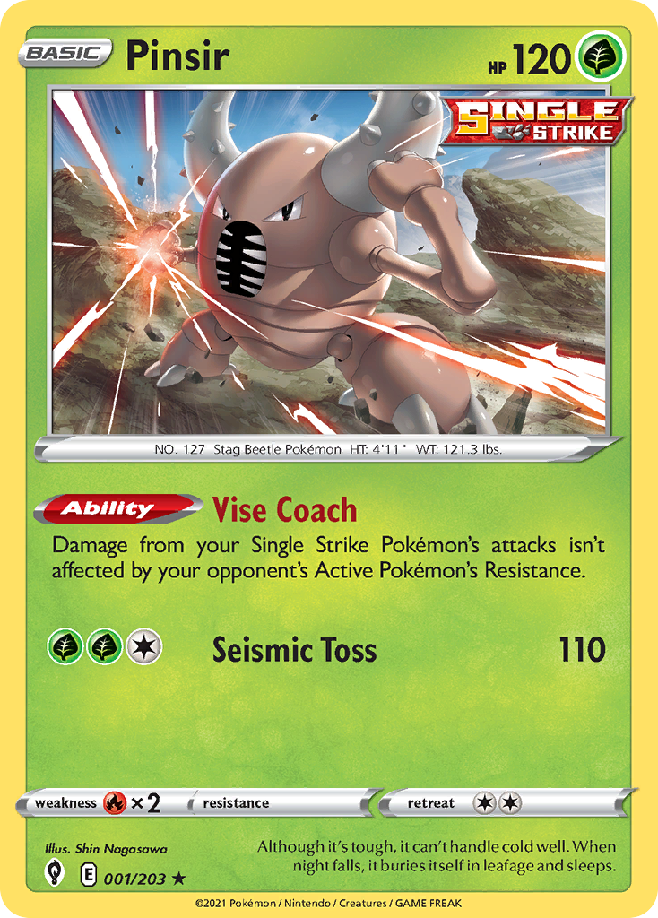 Pokémonkaart 001/203 - Pinsir - Evolving Skies - [Rare]