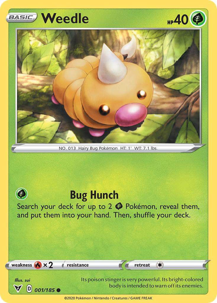 Pokémonkaart 001/185 - Weedle - Vivid Voltage - [Common]