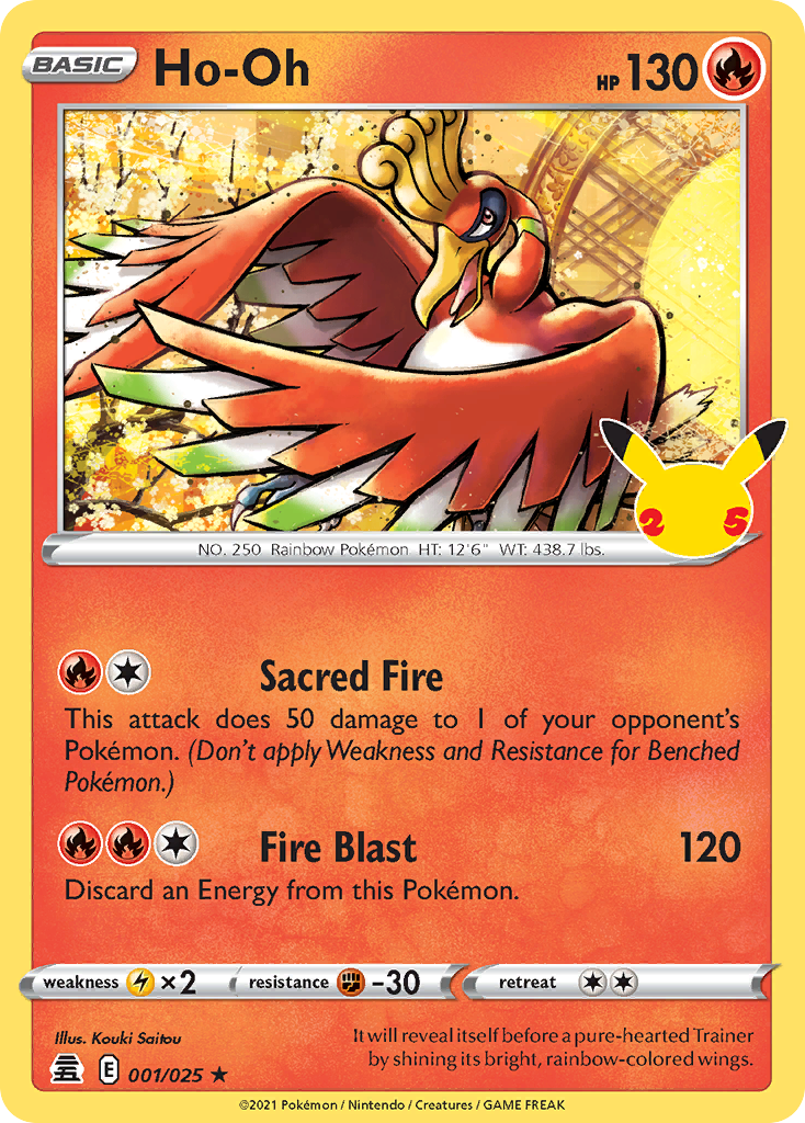 Pokémonkaart 001/025 - Ho-Oh - Celebrations - [Rare]