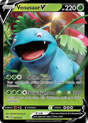 Pokémonkaart 001/073 - Venusaur V - Champion's Path - [Rare Holo V]