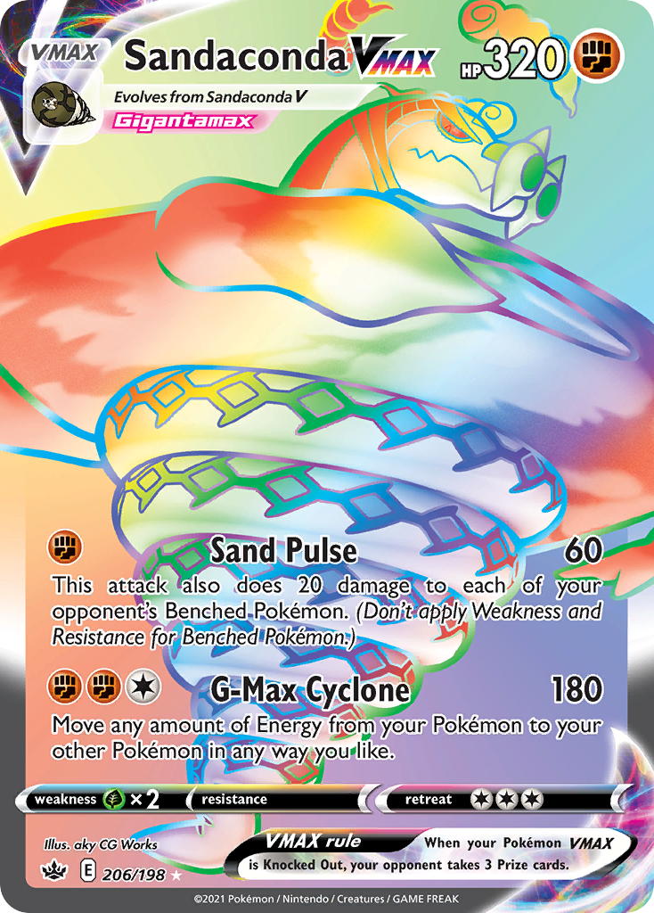 Pokémonkaart 206/198 - Sandaconda VMAX - Chilling Reign - [Rare Rainbow]