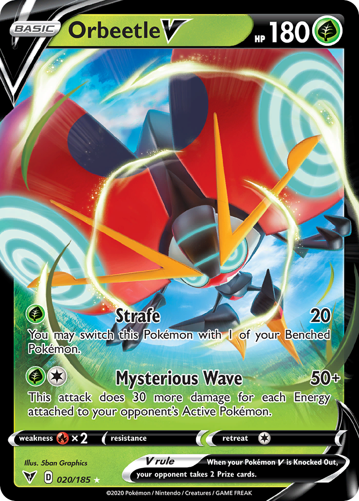 Pokémonkaart 020/185 - Orbeetle V - Vivid Voltage - [Rare Holo V]