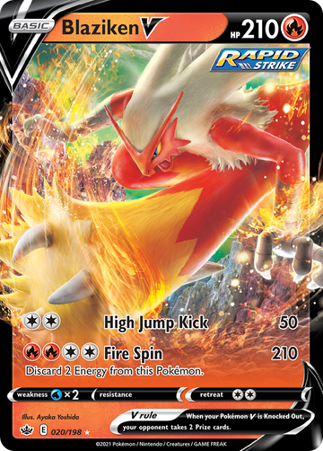 Pokémonkaart 020/198 - Blaziken V - Chilling Reign - [Rare Holo V]