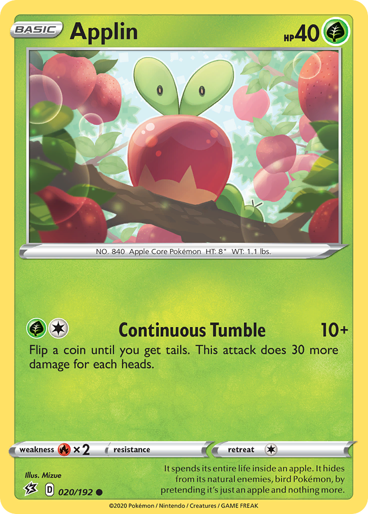 Pokémonkaart 020/192 - Applin - Rebel Clash - [Common]
