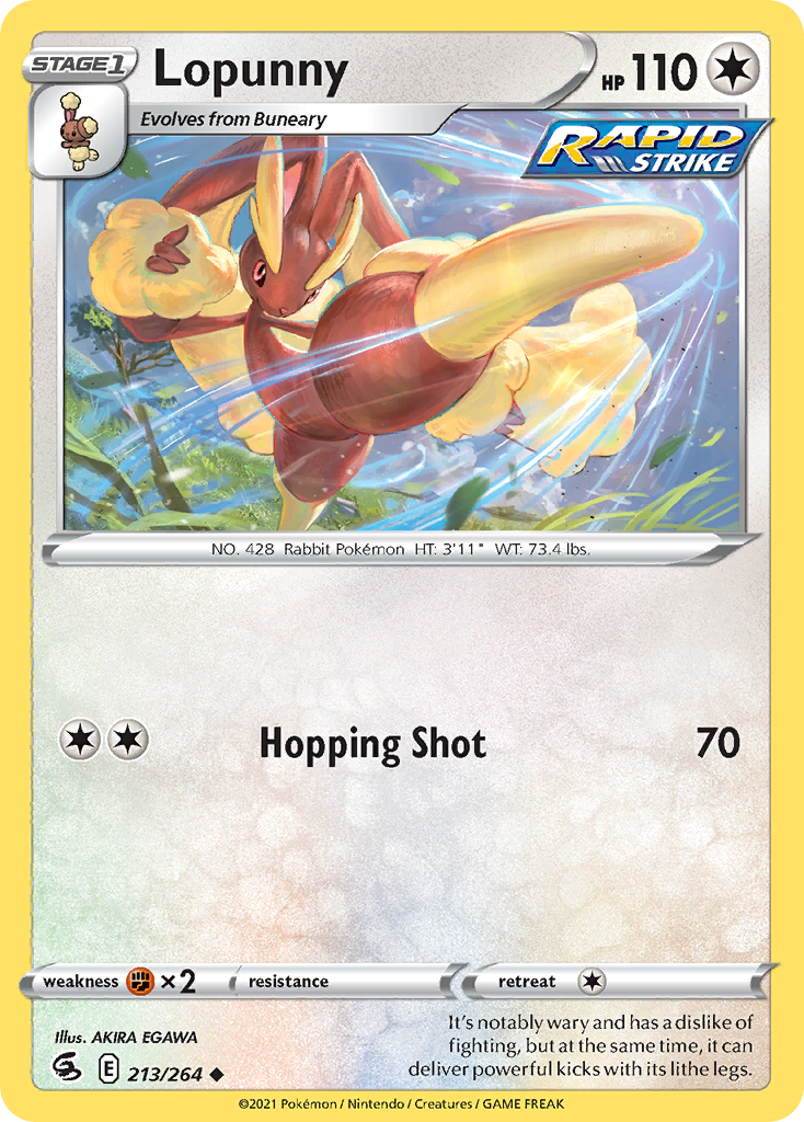 Pokémonkaart 213/264 - Lopunny - Fusion Strike - [Uncommon]
