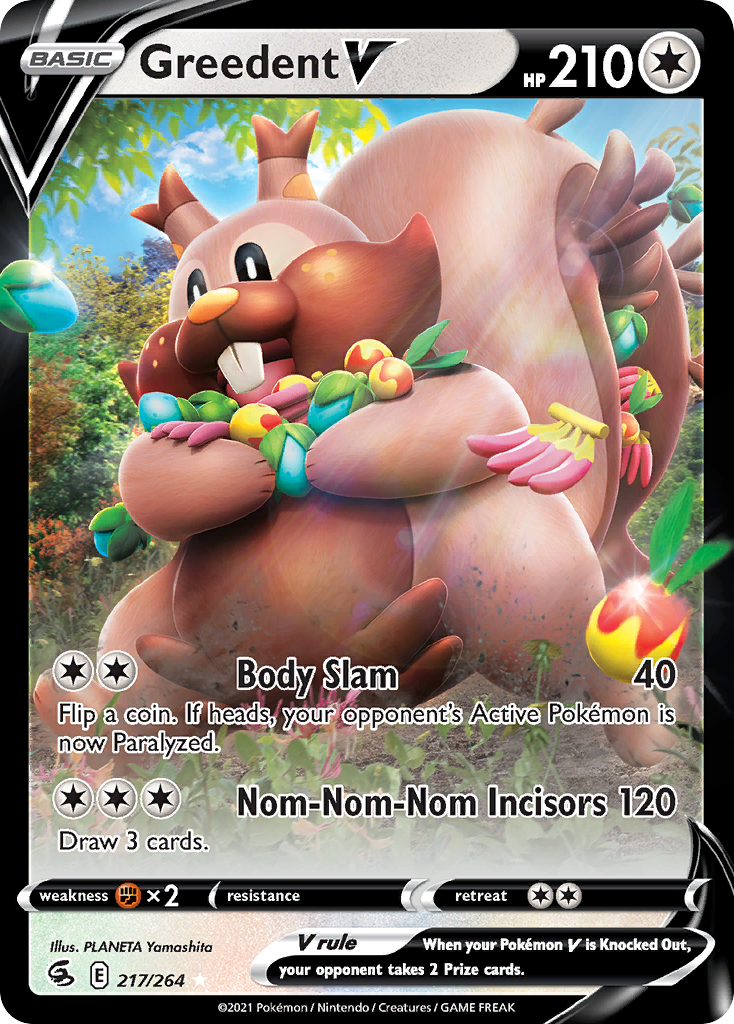 Pokémonkaart 217/264 - Greedent V - Fusion Strike - [Rare Holo V]