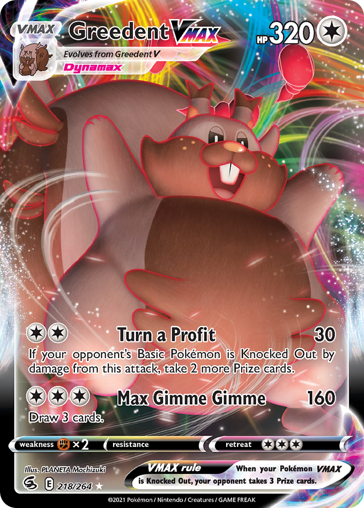 Pokémonkaart 218/264 - Greedent VMAX - Fusion Strike - [Rare Holo VMAX]