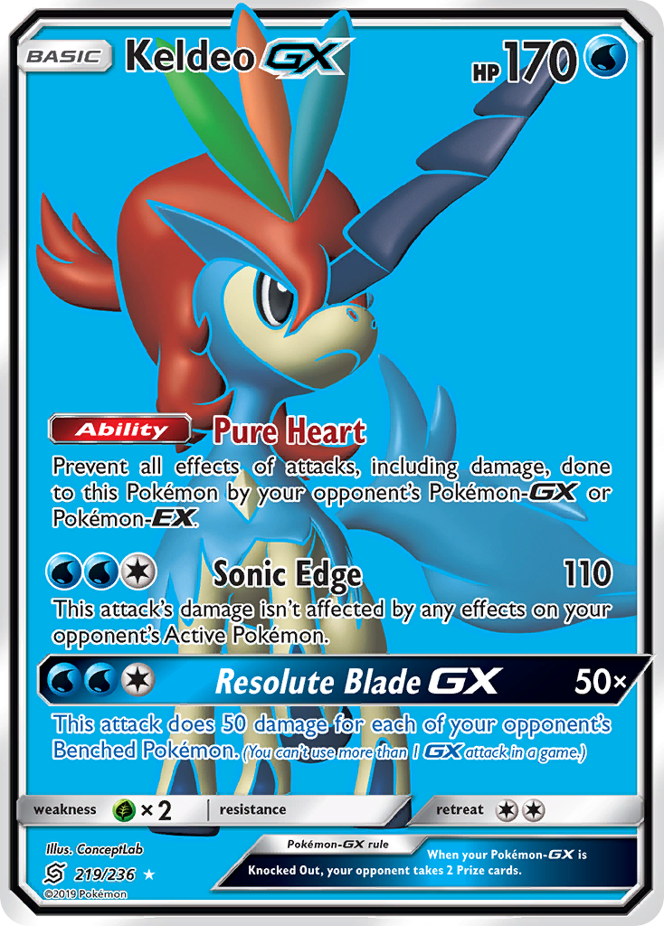 Pokémonkaart 219/236 - Keldeo-GX - Unified Minds - [Rare Ultra]