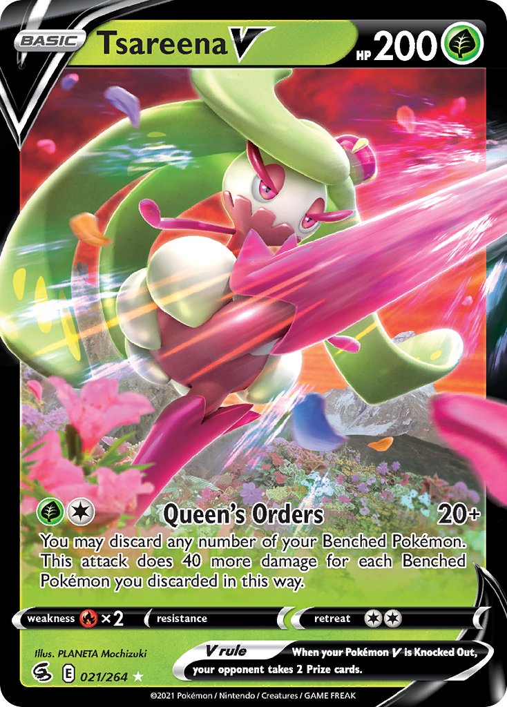 Pokémonkaart 021/264 - Tsareena V - Fusion Strike - [Rare Holo V]