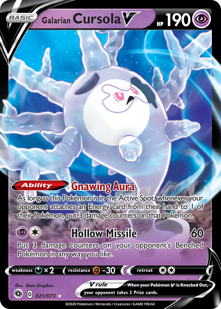 Pokémonkaart 021/073 - Galarian Cursola V - Champion's Path - [Rare Holo V]