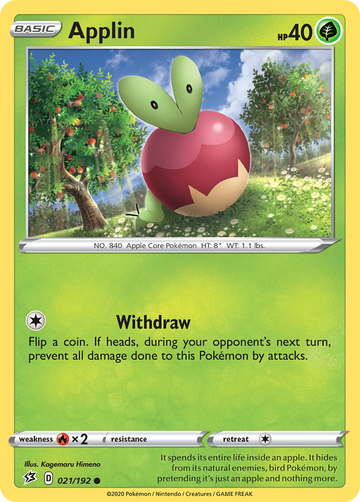 Pokémonkaart 021/192 - Applin - Rebel Clash - [Common]