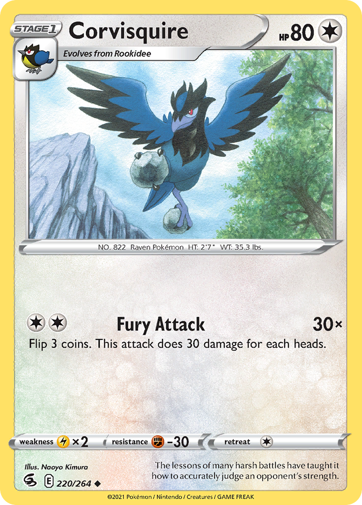 Pokémonkaart 220/264 - Corvisquire - Fusion Strike - [Uncommon]