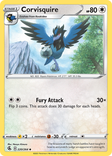 Pokémonkaart 220/264 - Corvisquire - Fusion Strike - [Uncommon]