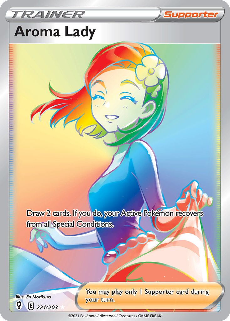 Pokémonkaart 221/203 - Aroma Lady - Evolving Skies - [Rare Rainbow]