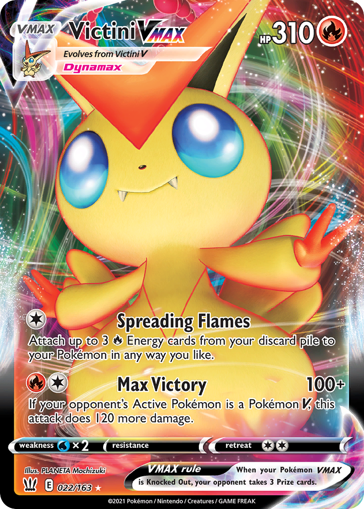 Pokémonkaart 022/163 - Victini VMAX - Battle Styles - [Rare Holo VMAX]