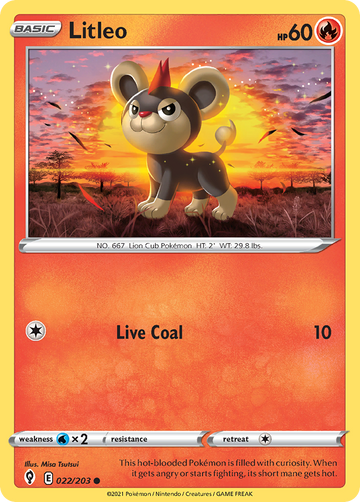 Pokémonkaart 022/203 - Litleo - Evolving Skies - [Common]