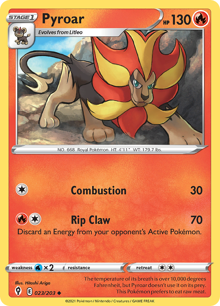 Pokémonkaart 023/203 - Pyroar - Evolving Skies - [Uncommon]