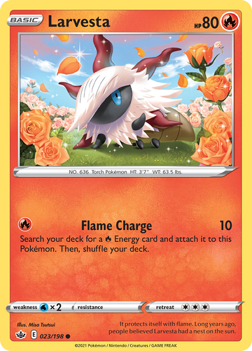 Pokémonkaart 023/198 - Larvesta - Chilling Reign - [Common]