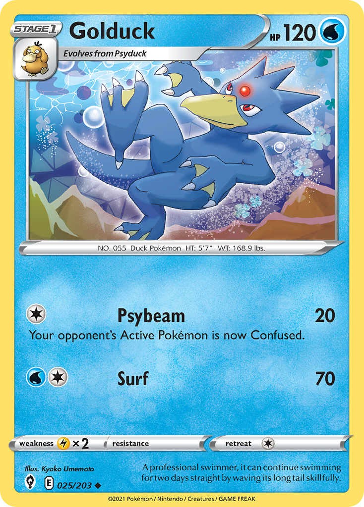 Pokémonkaart 025/203 - Golduck - Evolving Skies - [Uncommon]