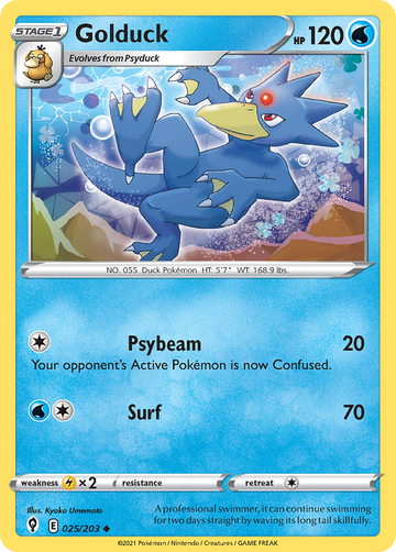 Pokémonkaart 025/203 - Golduck - Evolving Skies - [Uncommon]