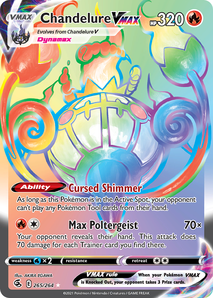 Pokémonkaart 265/264 - Chandelure VMAX - Fusion Strike - [Rare Rainbow]