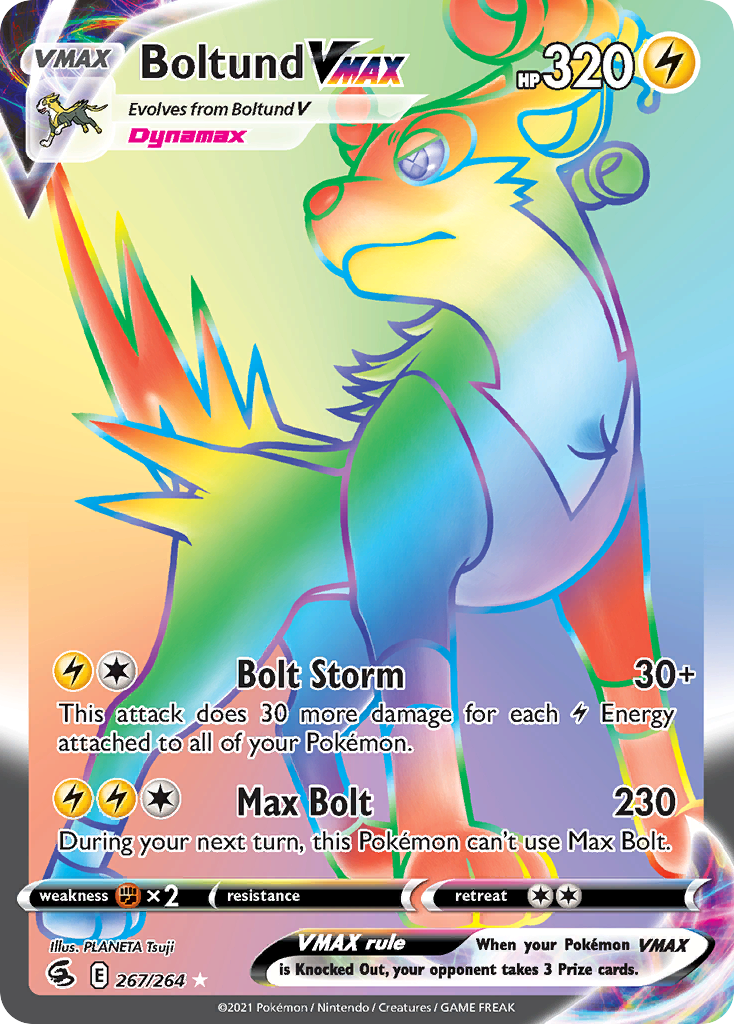 Pokémonkaart 267/264 - Boltund VMAX - Fusion Strike - [Rare Rainbow]