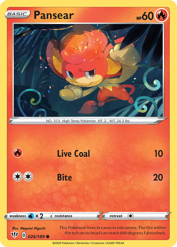 Pokémonkaart 026/189 - Pansear - Darkness Ablaze - [Common]