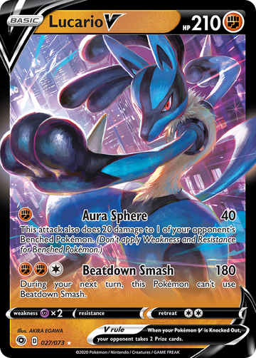 Pokémonkaart 027/073 - Lucario V - Champion's Path - [Rare Holo V]