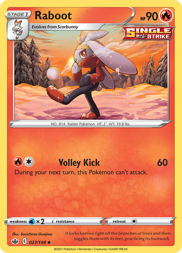 Pokémonkaart 027/198 - Raboot - Chilling Reign - [Uncommon]