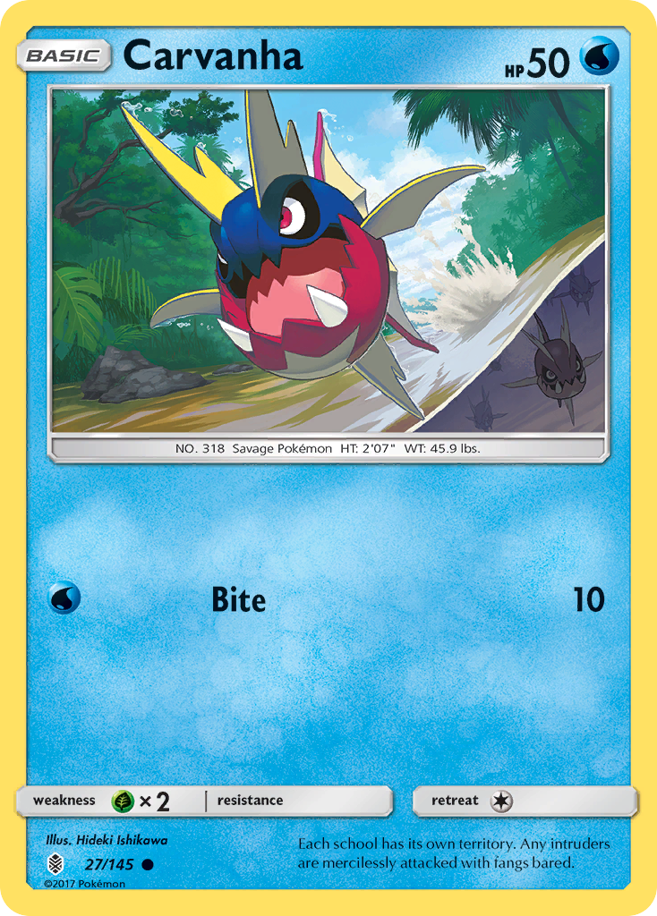Pokémonkaart 027/145 - Carvanha - Guardians Rising - [Common]