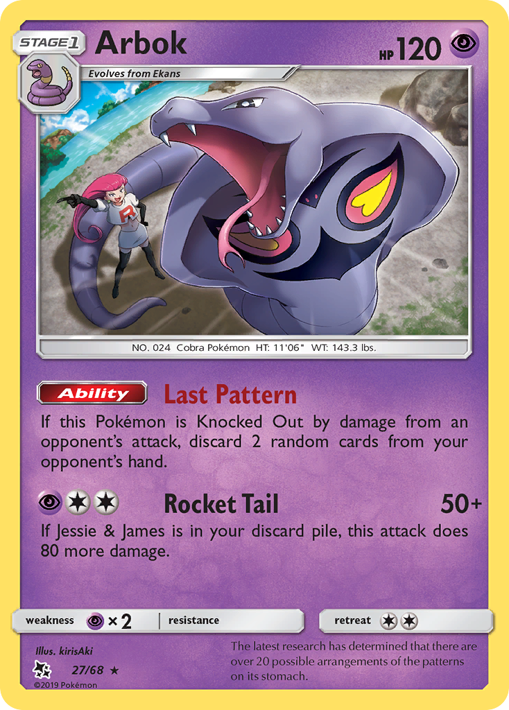 Pokémonkaart 027/068 - Arbok - Hidden Fates - [Rare]