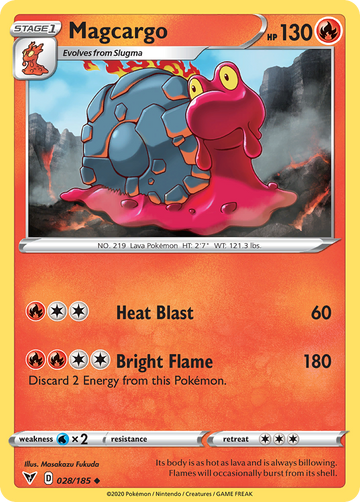 Pokémonkaart 028/185 - Magcargo - Vivid Voltage - [Uncommon]