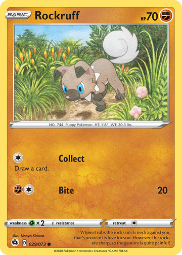 Pokémonkaart 029/073 - Rockruff - Champion's Path - [Common]