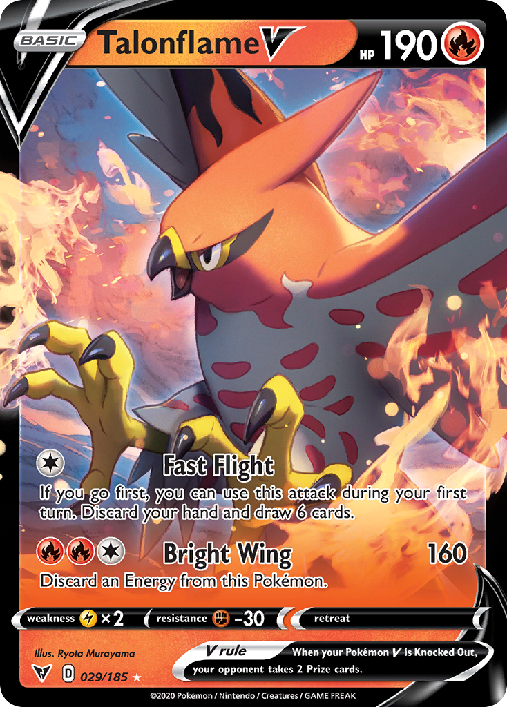 Pokémonkaart 029/185 - Talonflame V - Vivid Voltage - [Rare Holo V]