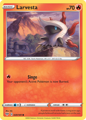 Pokémonkaart 029/189 - Larvesta - Darkness Ablaze - [Common]