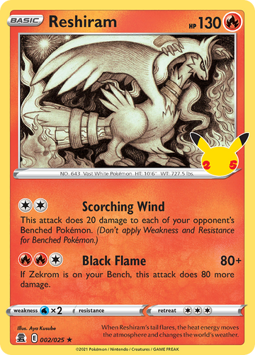 Pokémonkaart 002/025 - Reshiram - Celebrations - [Rare]