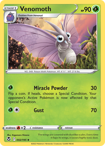 002/195 - Venomoth - [Uncommon] - Reverse Holo