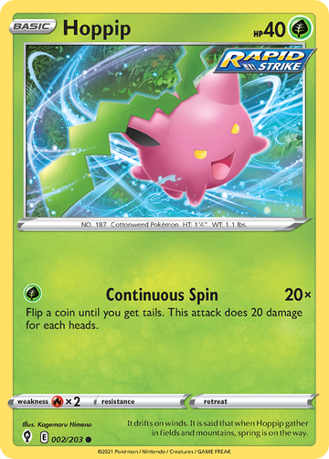Pokémonkaart 002/203 - Hoppip - Evolving Skies - [Common]