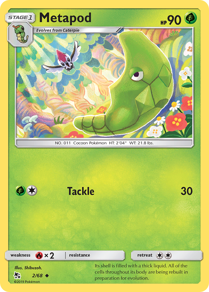 Pokémonkaart 002/068 - Metapod - Hidden Fates - [Uncommon]