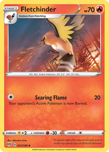031/189 - Fletchinder - [Uncommon] - Reverse Holo