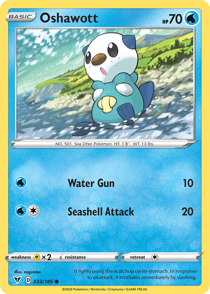 Pokémonkaart 033/185 - Oshawott - Vivid Voltage - [Common]