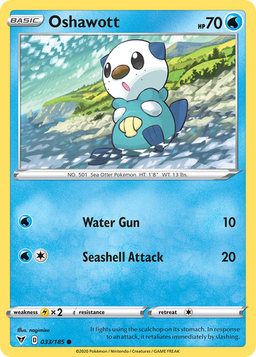 Pokémonkaart 033/185 - Oshawott - Vivid Voltage - [Common]