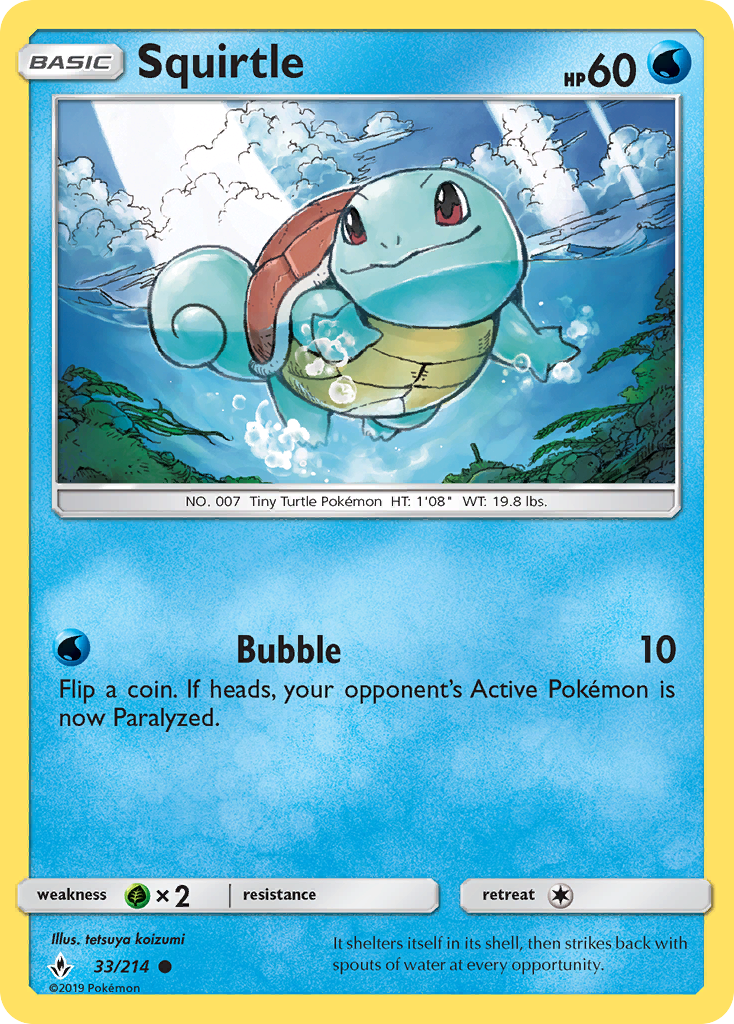 Pokémonkaart 033/214 - Squirtle - Unbroken Bonds - [Common]