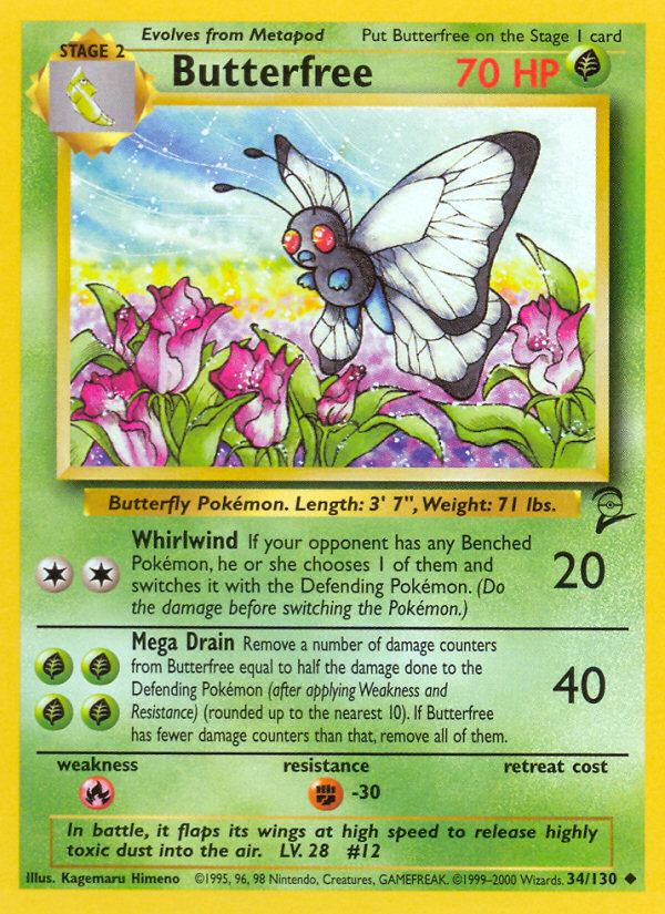 Pokémonkaart 034/130 - Butterfree - Base Set 2 - [Uncommon]