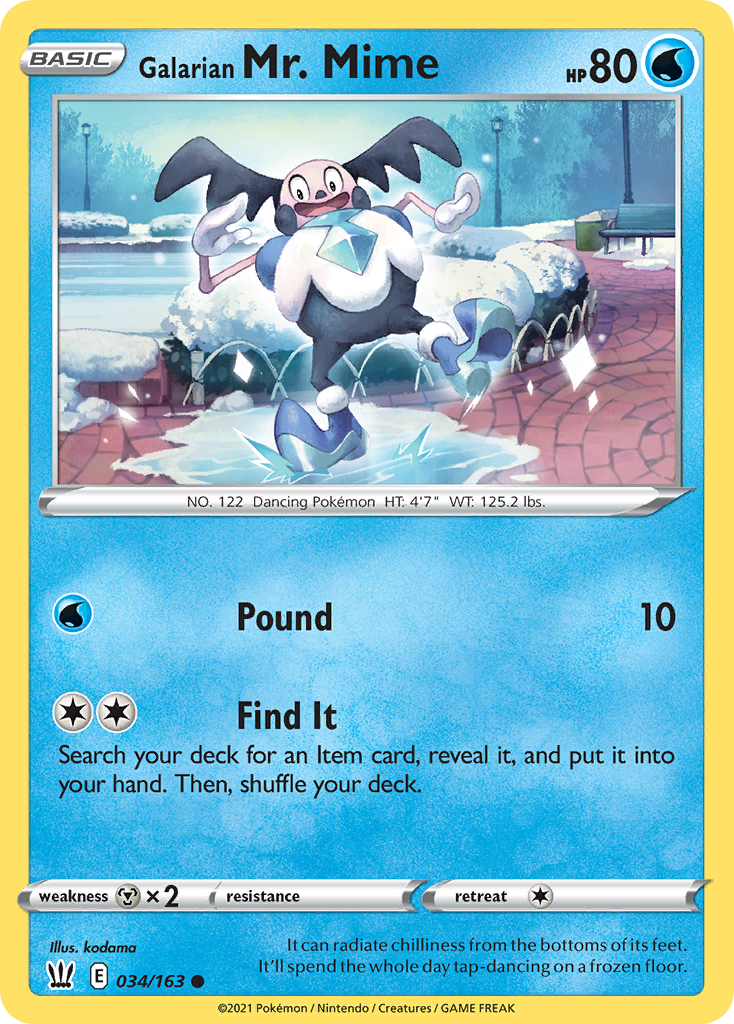 Pokémonkaart 034/163 - Galarian Mr. Mime - Battle Styles - [Common]